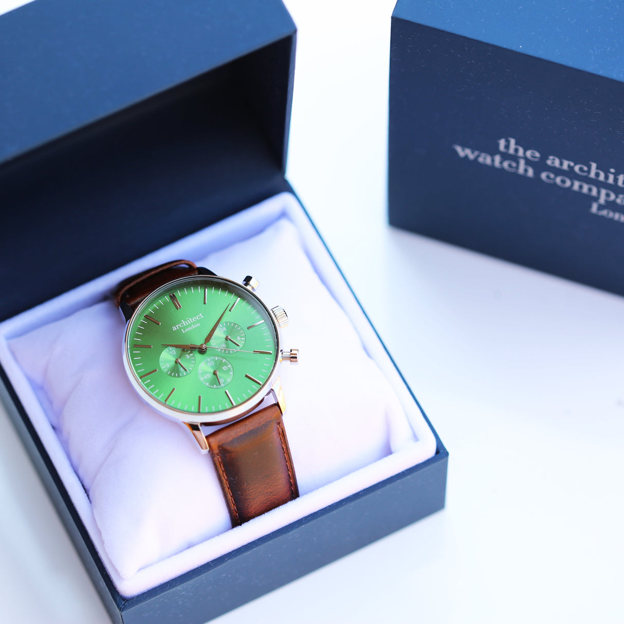 Personalised Men's Architect Green Motivator Walnut Contactless Payment Watch - Watches at Gift Moments