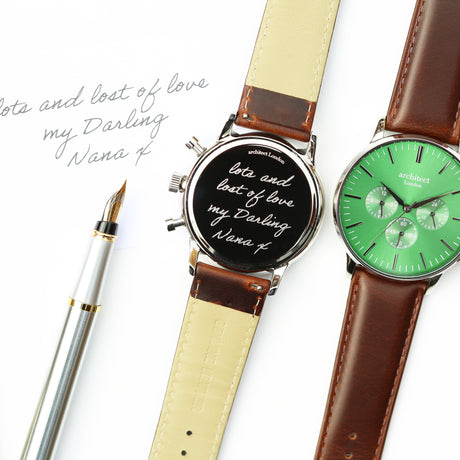 Bespoke Men's Architect Motivator Watch Green Walnut - Watches at Gift Moments