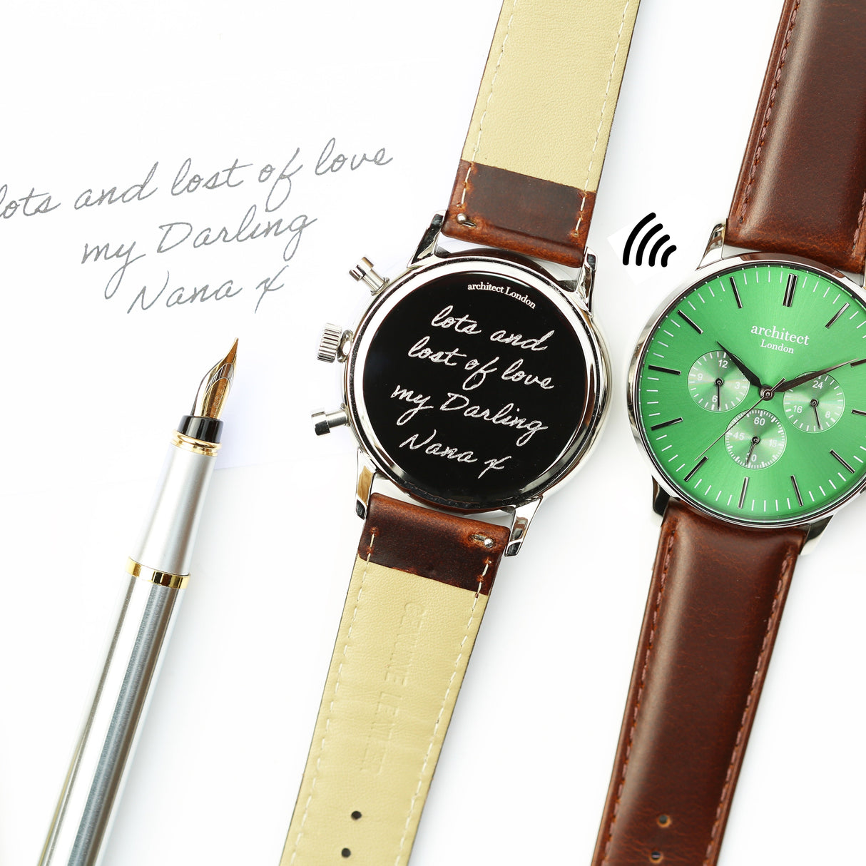 Bespoke Men's Architect Green Motivator Walnut Contactless Payment Watch - Watches at Gift Moments