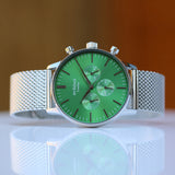 Bespoke Men's Architect Motivator Green Silver Watch - Watches at Gift Moments