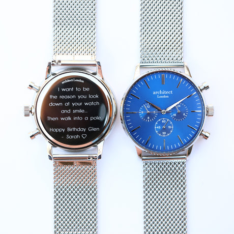 Personalised Men's Architect Motivator Blue Silver - Watches at Gift Moments