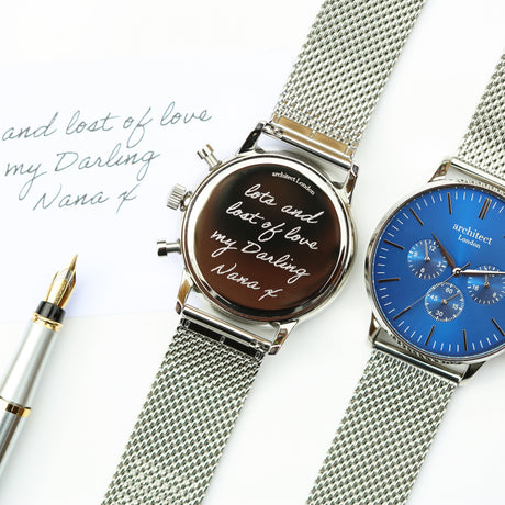 Bespoke Men's Architect Motivator Blue Silver Watch - Watches at Gift Moments