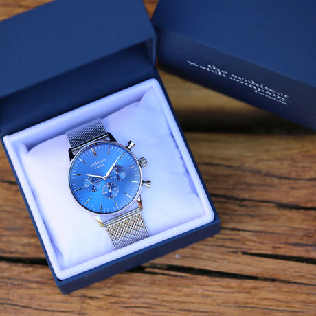 Bespoke Men's Architect Motivator Blue Silver Watch - Watches at Gift Moments