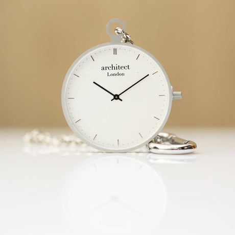 Personalised Architect Modern Pocket Watch Silver - Watches at Gift Moments