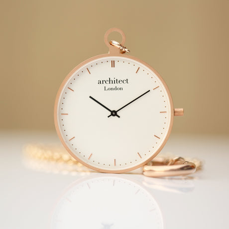 Bespoke Architect Modern Pocket Watch Rose Gold - Watches at Gift Moments