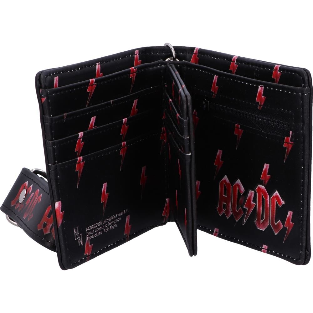 AC/DC Black Ice Embossed Wallet & Chain: 3 - Wallets By AC/DC