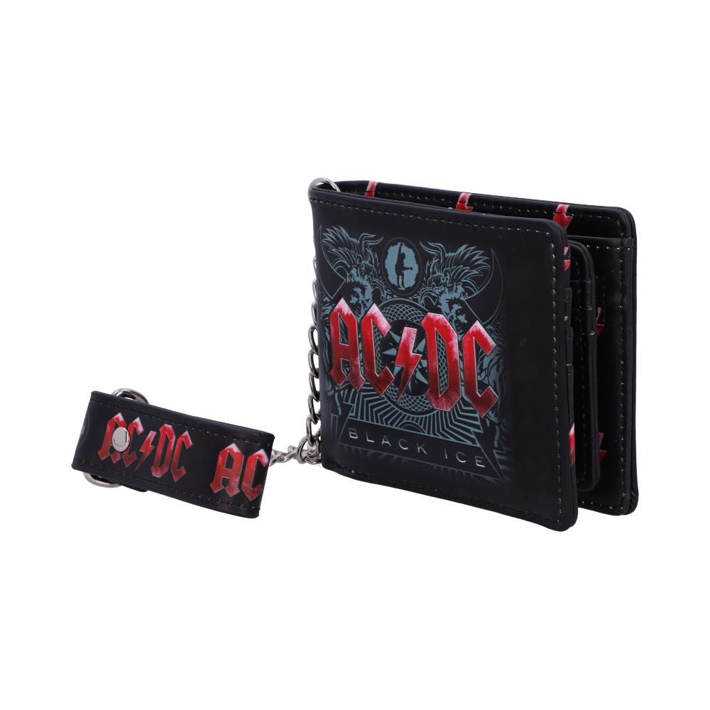 AC/DC Black Ice Embossed Wallet & Chain: 5 - Wallets By AC/DC