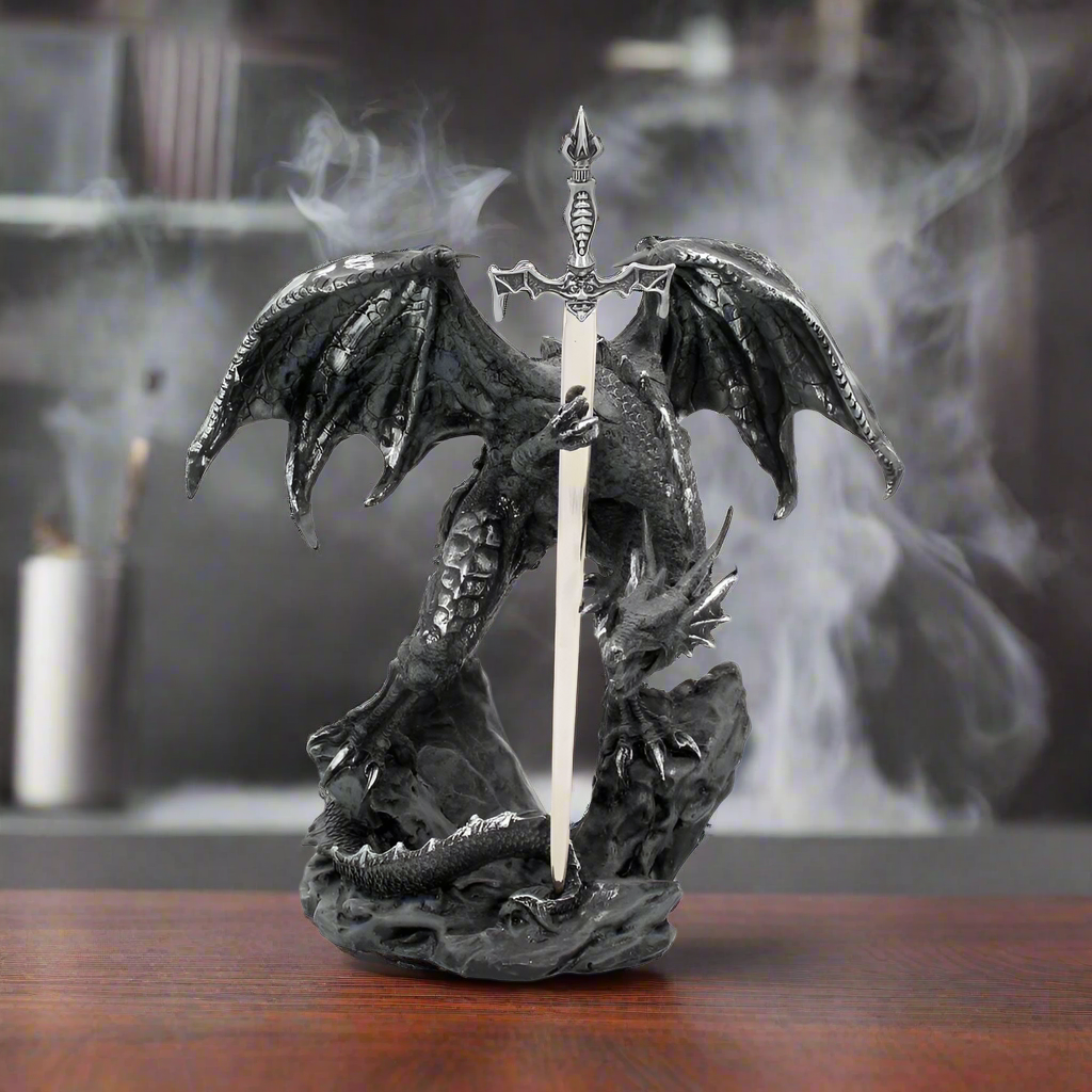 Gothic Black Dragon Sword Letter Opener Figurine