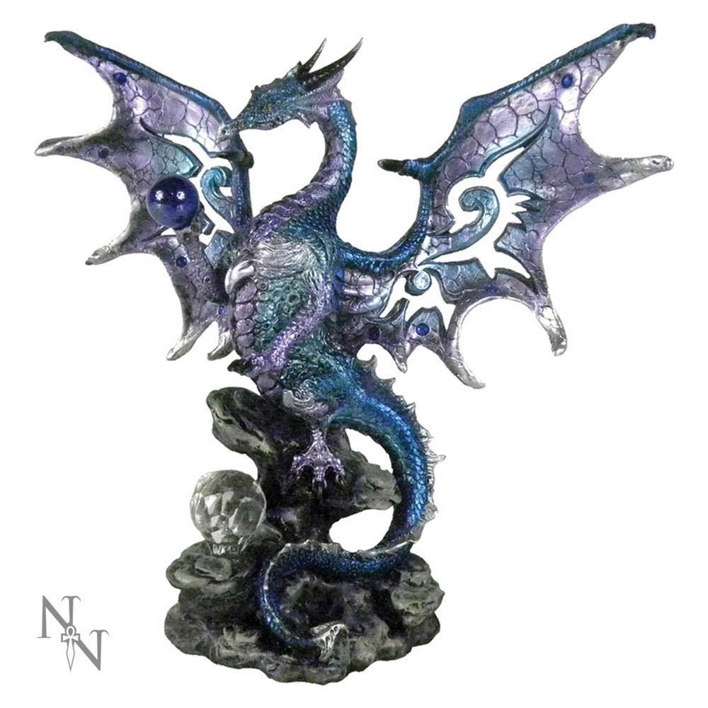 Blue Dragon Protector Metallic Dragon Ornament Default Title - Figurines Medium (15-29cm) at Gift Moments