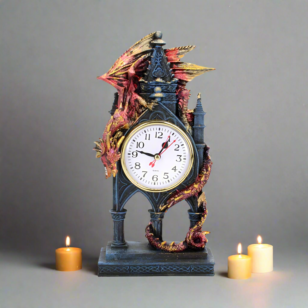 Red Dragon Gothic Fantasy Time Guardian Clock