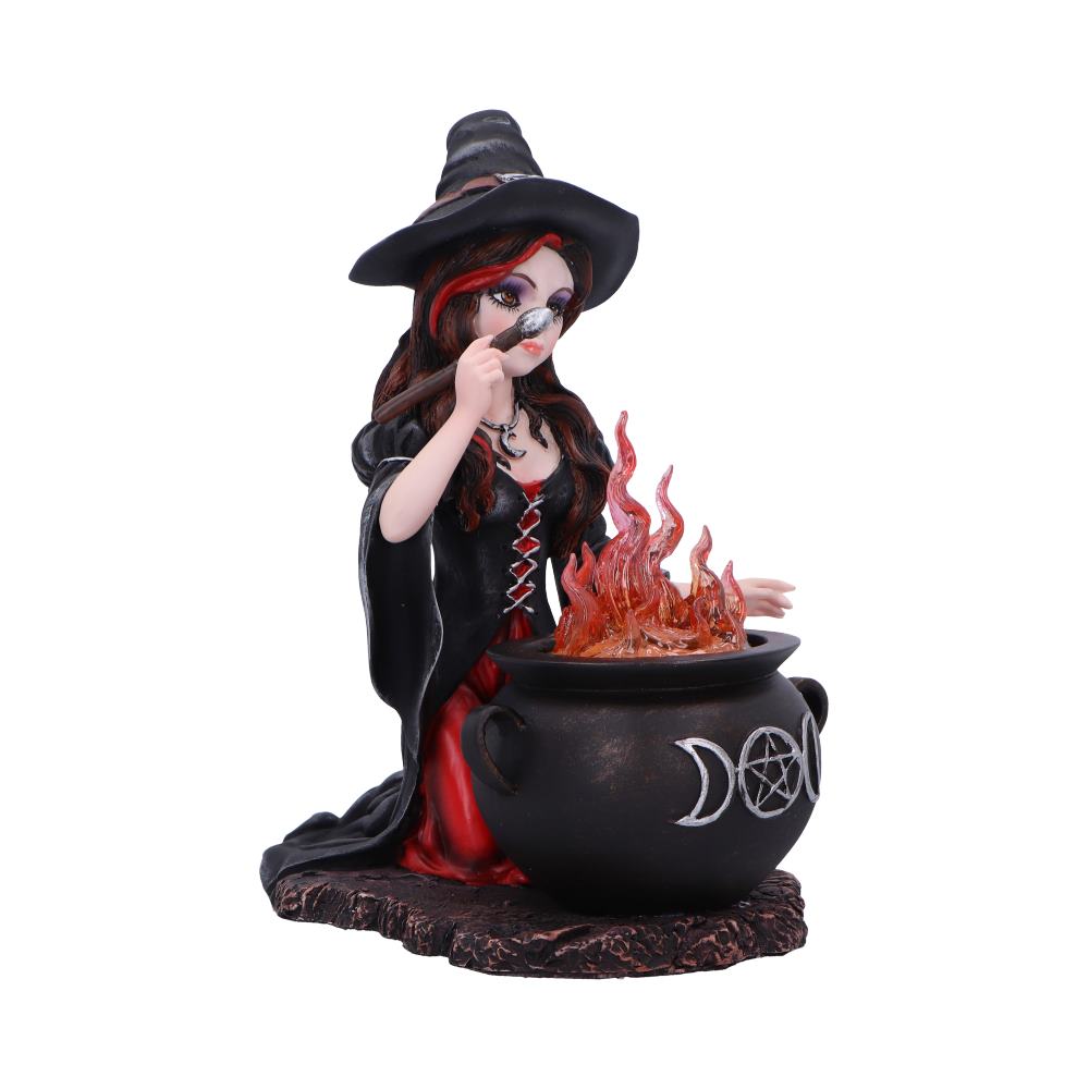 Althea Witch figurine with Flame Cauldron: 5 - Figurines Medium (15-29cm) By NN Designs