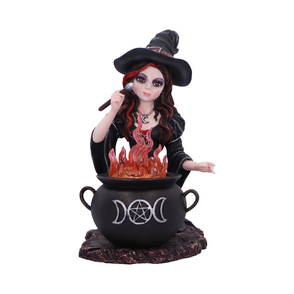 Althea Witch figurine with Flame Cauldron: 2 - Figurines Medium (15-29cm) By NN Designs