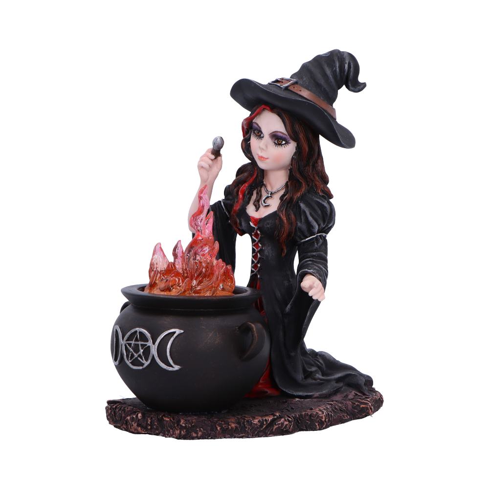 Althea Witch figurine with Flame Cauldron: 3 - Figurines Medium (15-29cm) By NN Designs