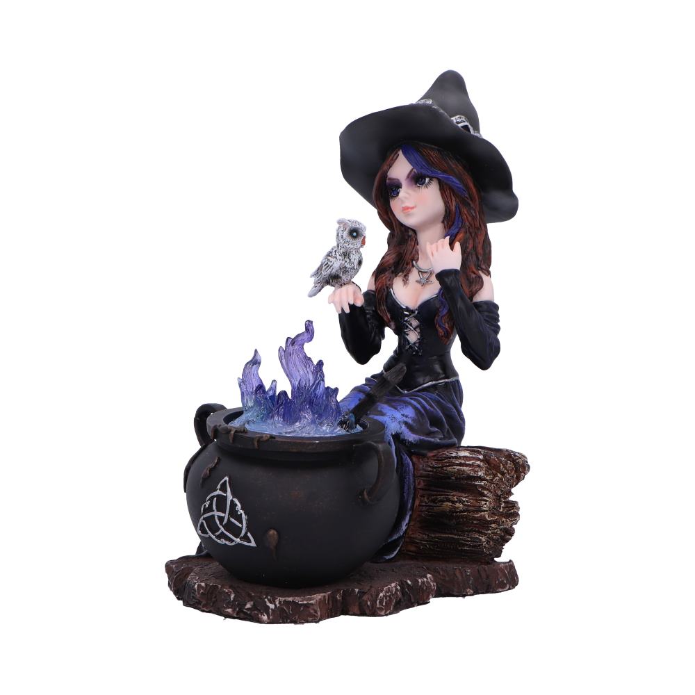 Alvina Witch Figurine with Owl and Cauldron: 3 - Figurines Medium (15-29cm) By NN Designs