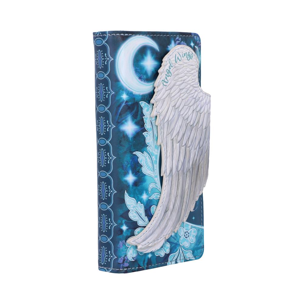 Angel Wings White Feather Embossed Purse: 5 - Purses By NN Designs