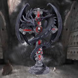 Anne Stokes Gothic Guardian Dragon Cross Candle Holder 26.5cm Black: 1 - Candles & Holders By Anne Stokes