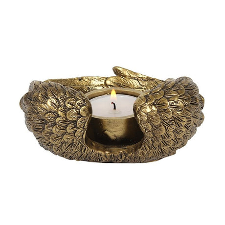 Antique Gold Angel Wing Tealight Candle Holder: 4 - Candle Holders By Gift Moments