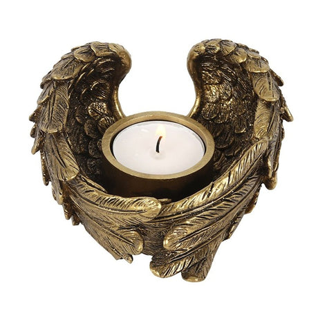 Antique Gold Angel Wing Tealight Candle Holder: 3 - Candle Holders By Gift Moments