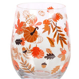 Autumn Leaves and Pumpkins Stemless Glass: 4 - Glassware By Gift Moments