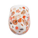 Autumn Leaves and Pumpkins Stemless Glass: 3 - Glassware By Gift Moments