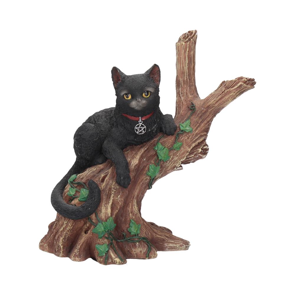 Onyx Cat in Tree Figurine Wiccan Witch Gothic Ornament Default Title - Figurines Medium (15-29cm) at Gift Moments