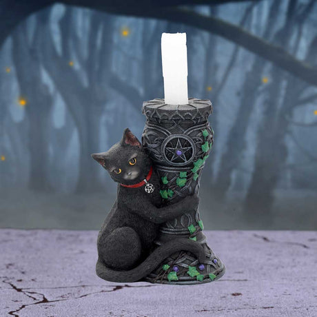 Midnight Cat Candle Holder Wiccan Witch Gothic Ornament - Figurines Small (Under 15cm) at Gift Moments