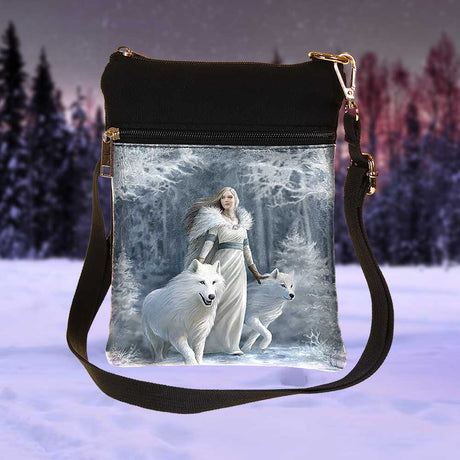 Small Gothic Winter Guardians Fantasy Wolf Shoulder Bag by Anne Stokes - Bags at Gift Moments