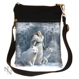 Small Gothic Winter Guardians Fantasy Wolf Shoulder Bag by Anne Stokes Default Title - Bags at Gift Moments