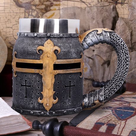 Crusader Medieval Knight Chainmail Tankard Historical Helmet Mug - Tankards at Gift Moments