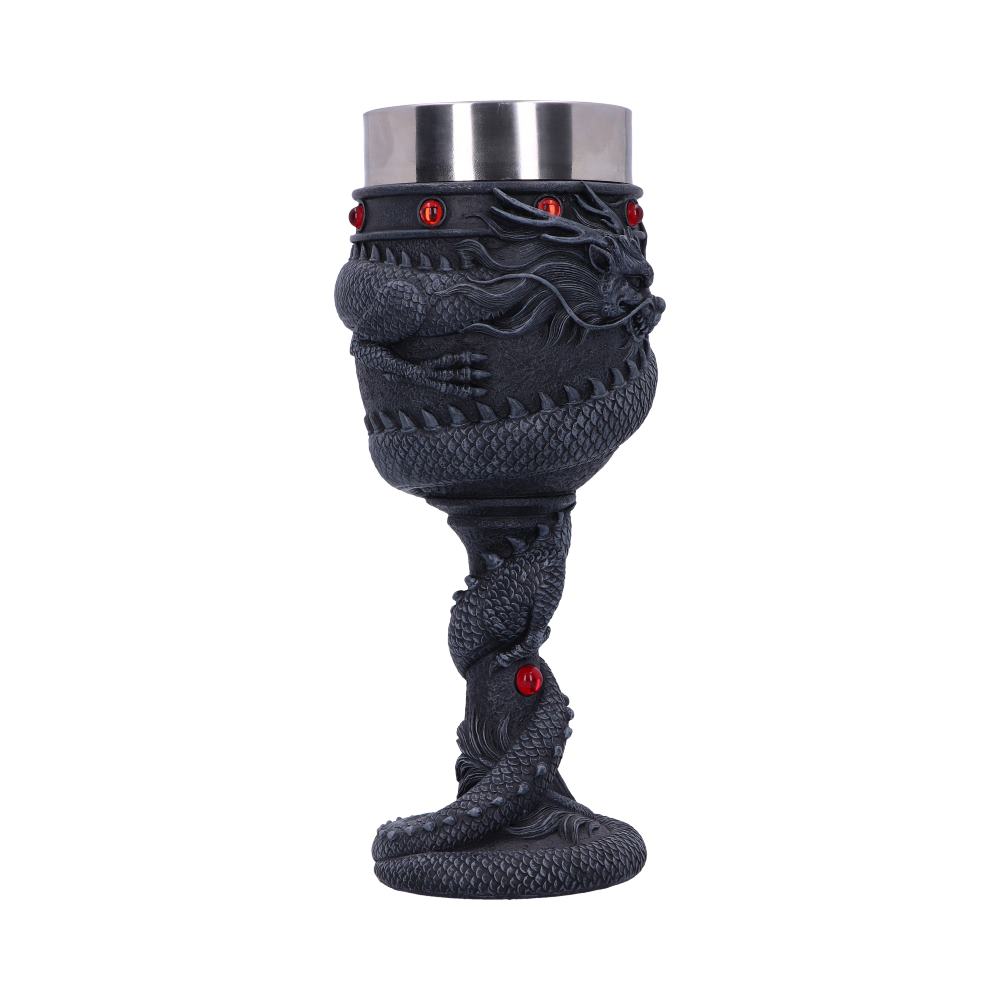 Black Chinese Dragon Coil Goblet Wine Glass - Goblets & Chalices at Gift Moments