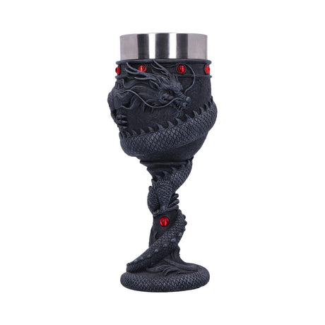 Black Chinese Dragon Coil Goblet Wine Glass Default Title - Goblets & Chalices at Gift Moments