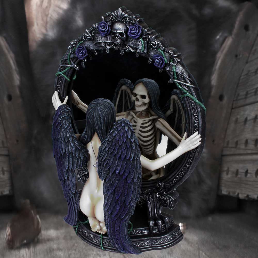 Fates Reflection Gothic Mirror Female Skeleton Ornament - Mirrors at Gift Moments