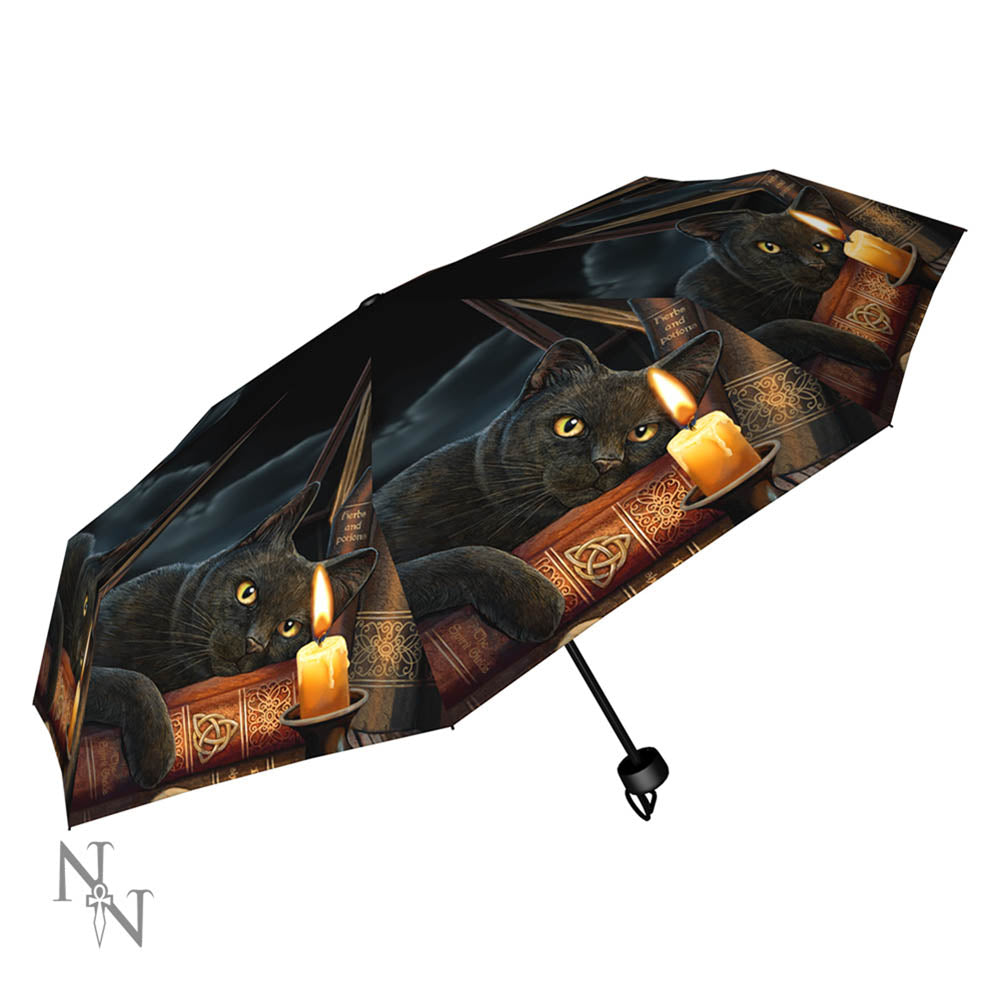 Nemesis Now Lisa Parker Witching Hour Cat Umbrella Black 24cm x 5cm Default Title - Umbrellas at Gift Moments