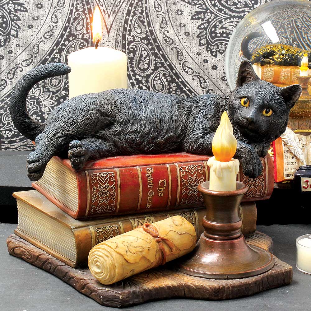 Witching Hour Cat Figurine by Lisa Parker Black Cat & Candle Ornament - Figurines Medium (15-29cm) at Gift Moments