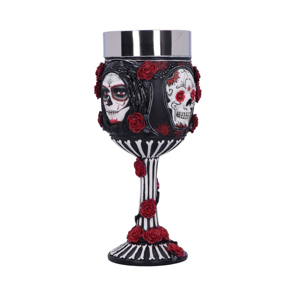 James Ryman Sugar Skull Goblet Day of the Dead Glass Valentine - Goblets & Chalices at Gift Moments