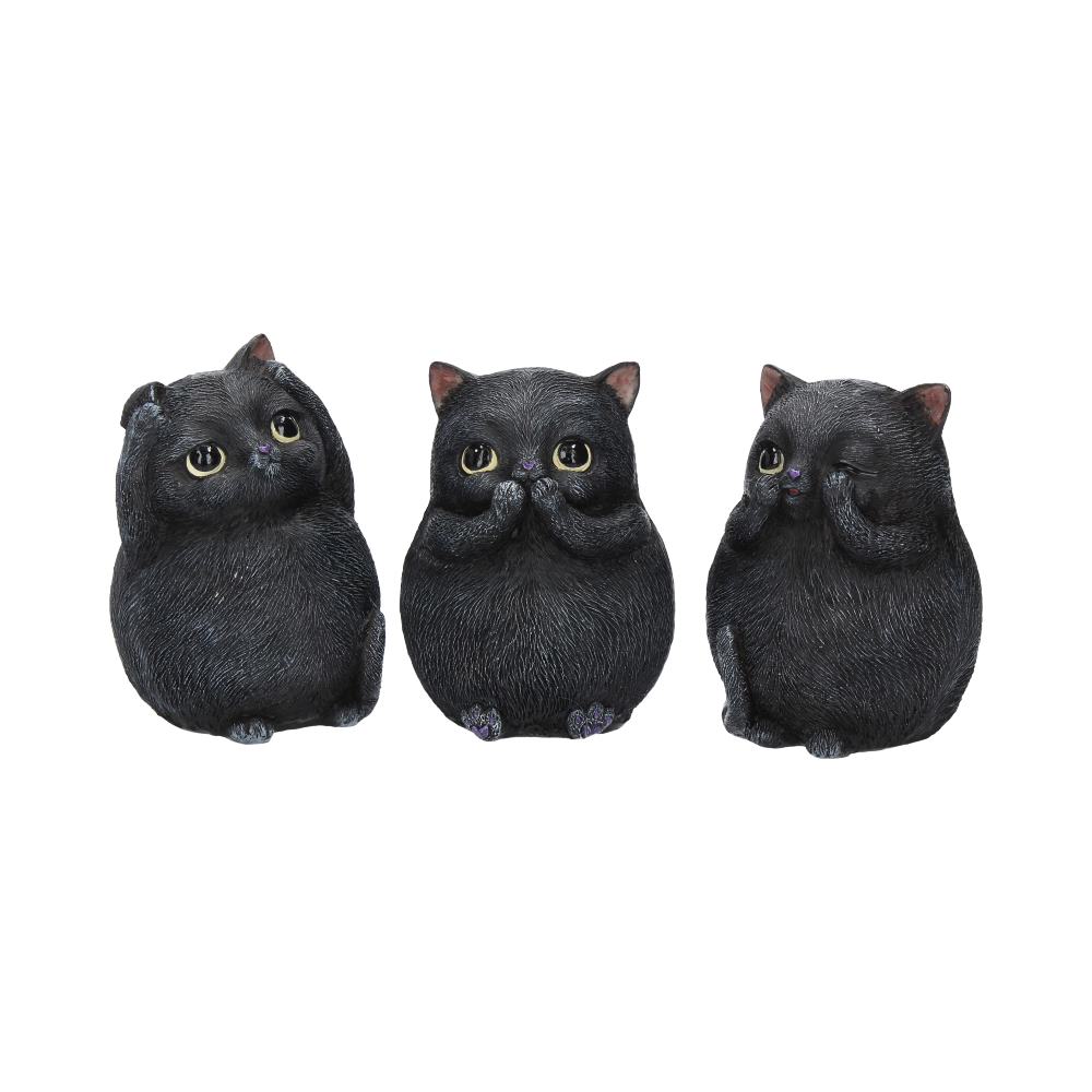 Three Wise Fat Cat Figurines 8.5cm - 3 Wise Cute Cats Default Title - Figurines Small (Under 15cm) at Gift Moments