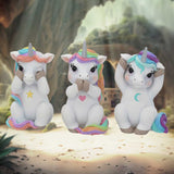 Three Wise Cutiecorns Ornament Cute Unicorn Figurine Set - Figurines Small (Under 15cm) at Gift Moments