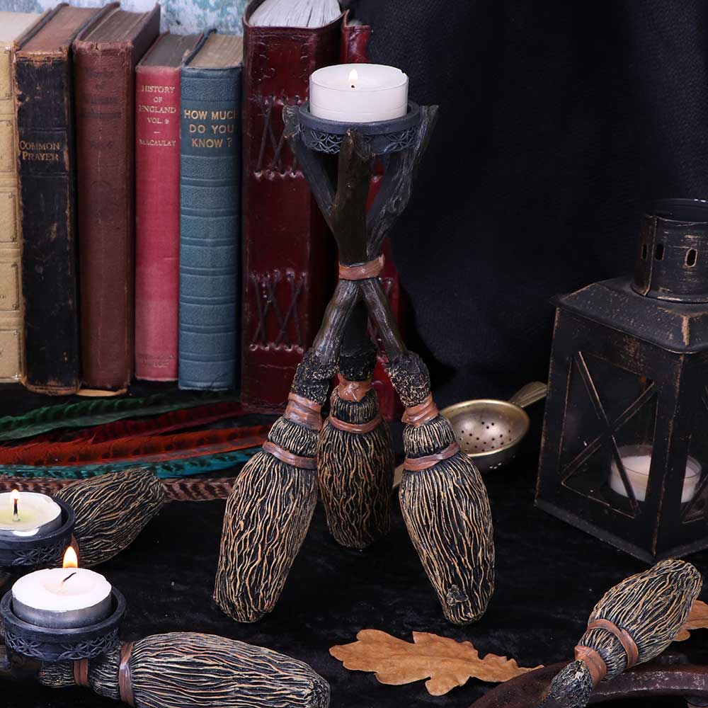 Triple Broomstick Witchcraft Tealight Holder - Candles & Holders at Gift Moments