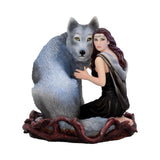 Soul Bond by Anne Stokes hand-painted wolf and woman resin figurine Default Title - Figurines Medium (15-29cm) at Gift Moments