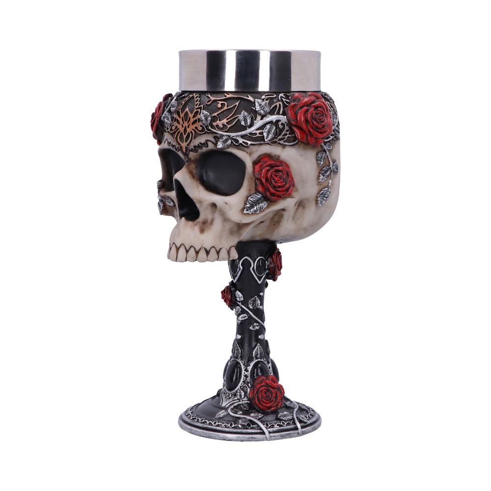 Gothic Roses Goblet Skull Horror Roses Wine Glass - Goblets & Chalices at Gift Moments