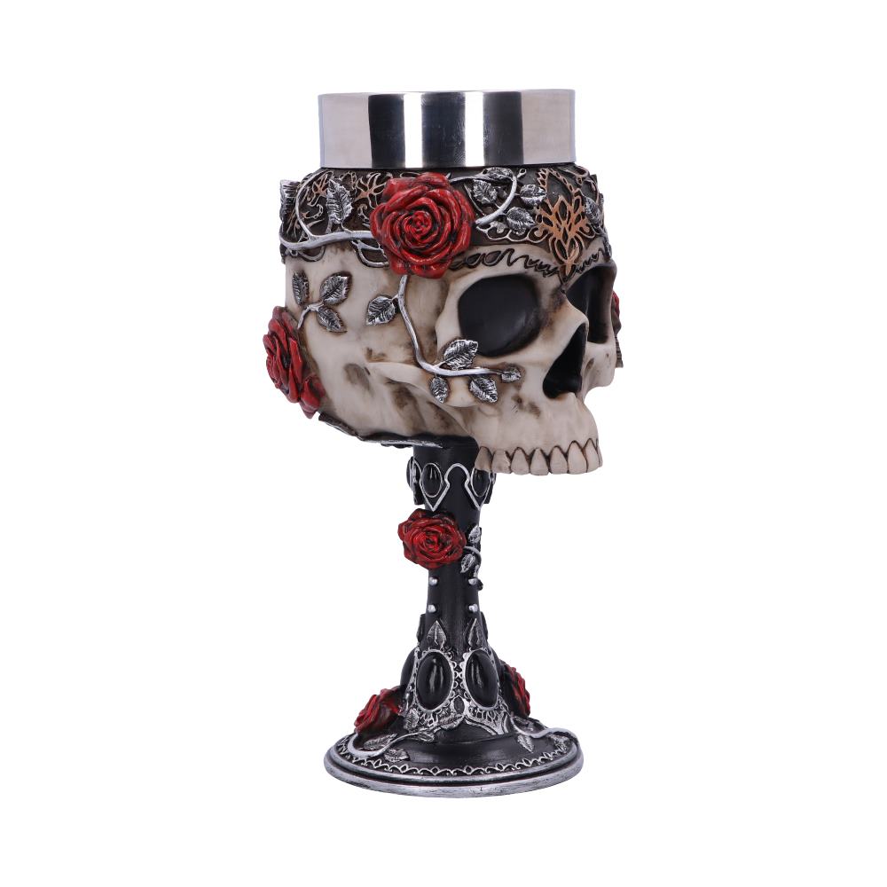 Gothic Roses Goblet Skull Horror Roses Wine Glass - Goblets & Chalices at Gift Moments