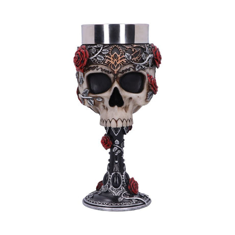 Gothic Roses Goblet Skull Horror Roses Wine Glass Default Title - Goblets & Chalices at Gift Moments