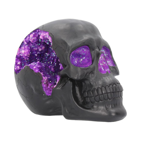 Geode Skull Black Purple Gothic Glitter Skull Figurine Default Title - Figurines Medium (15-29cm) at Gift Moments