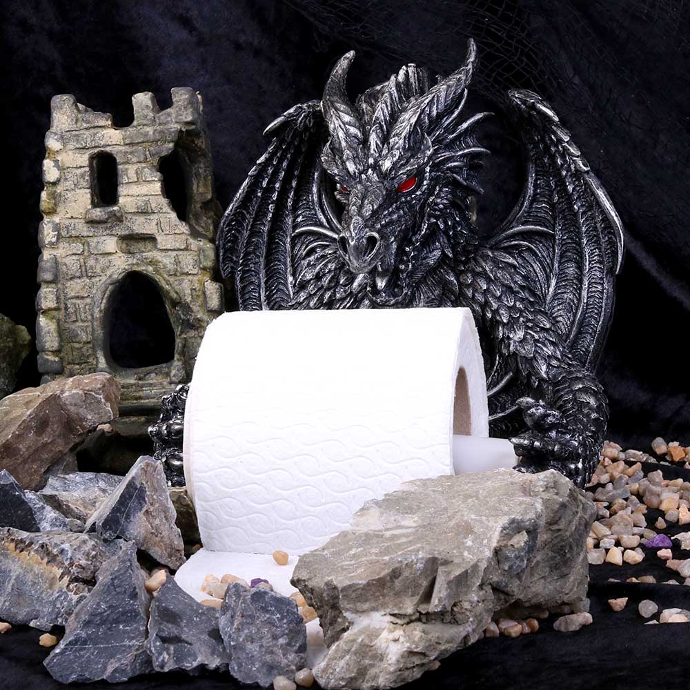 Obsidian Menacing Gothic Dragon Toilet Roll Holder - Toilet Roll Holders at Gift Moments