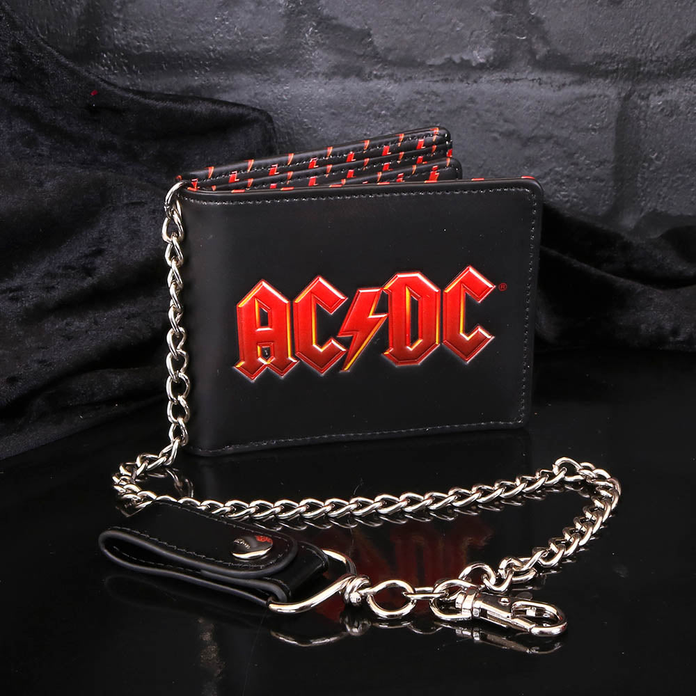 AC/DC Logo Leather Lightning Chained Wallet - Wallets at Gift Moments