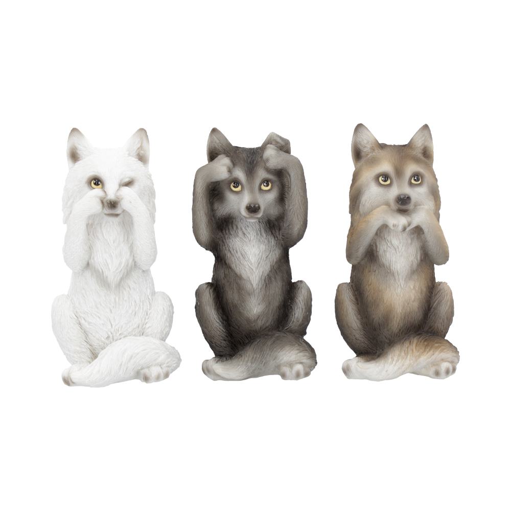 Three Wise Wolves Figurines 10cm Default Title - Figurines Small (Under 15cm) at Gift Moments