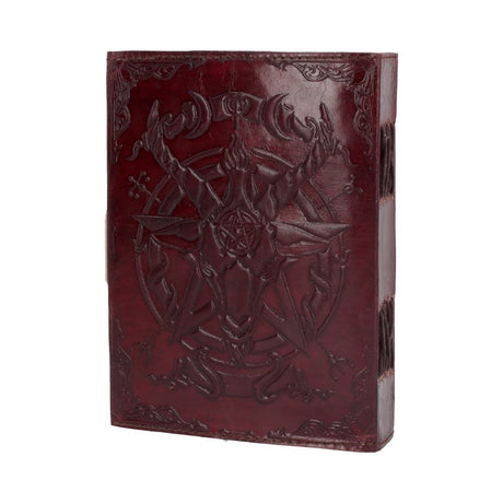 Lockable Red Leather Baphomet Embossed Journal - Leather Journals at Gift Moments