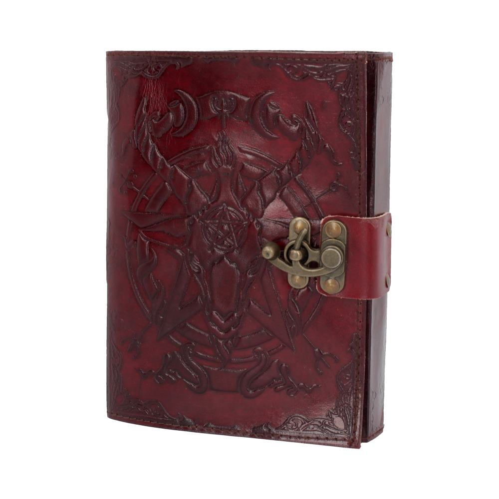 Lockable Red Leather Baphomet Embossed Journal Default Title - Leather Journals at Gift Moments