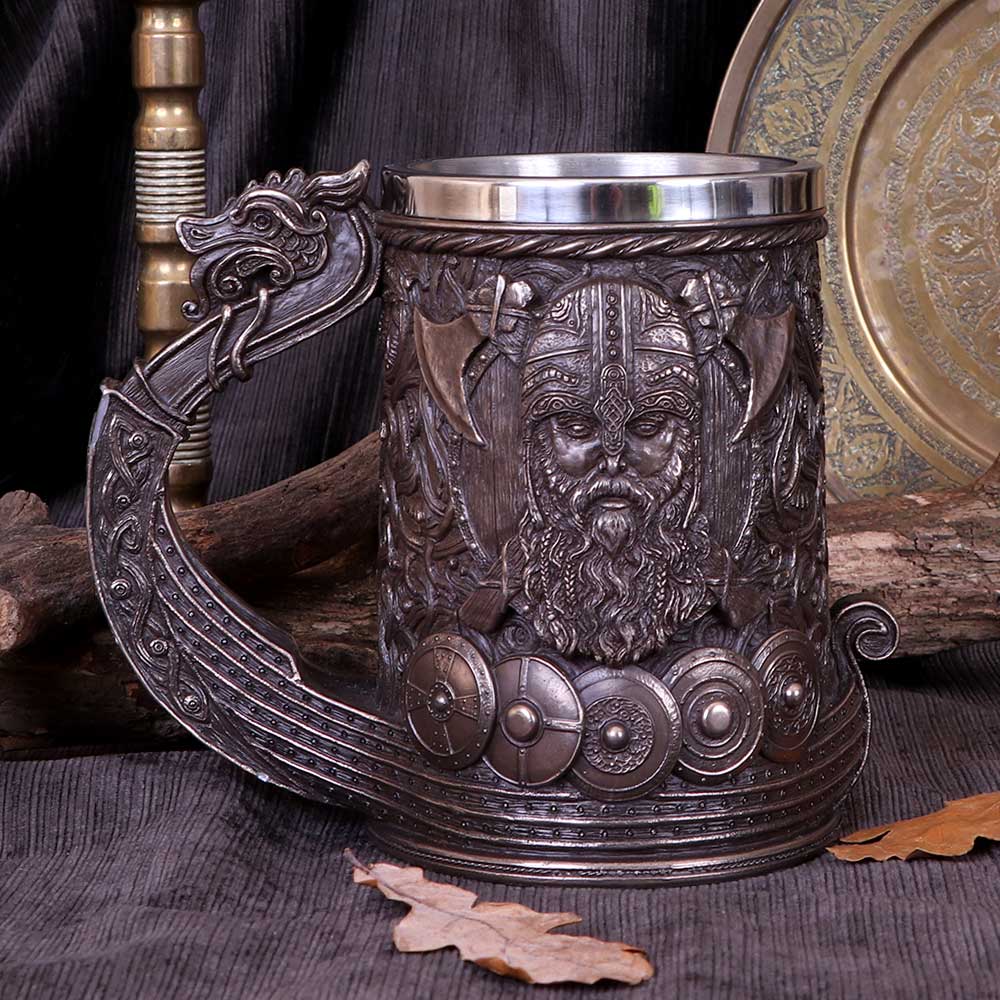 Bronze Drakkar Dragon Boat Viking Tankard - Tankards at Gift Moments