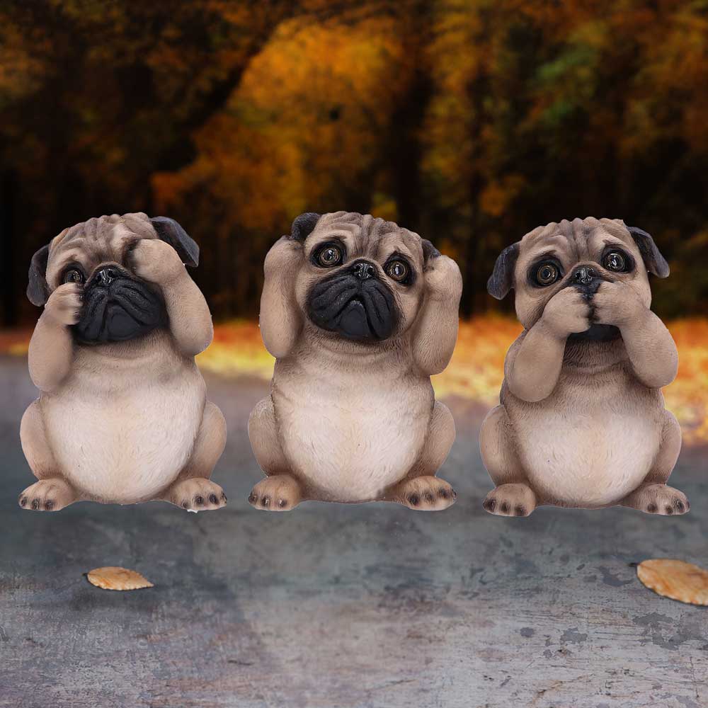 Three Wise Pugs Dog Ornaments - Figures & Collectables at Gift Moments